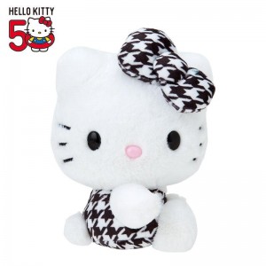 Sanrio Hello Kitty 50th Anniv. Plush Mascot (Black Houndstooth) Sanrio Characters Plushies USA | ZPSYE-3597