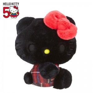 Sanrio Hello Kitty 50th Anniv. Plush Mascot (Black Tartan) Sanrio Characters Plushies USA | CZRDW-2863