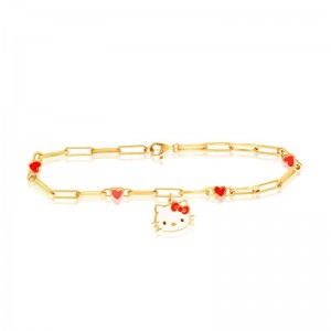 Sanrio Hello Kitty Yellow Gold Paperclip Sanrio Characters Bracelet USA | IYHXL-9517