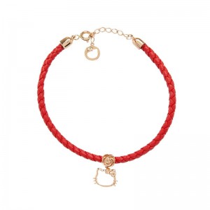 Sanrio Hello Kitty x Chow Tai Fook Rose Silhouette 18K Gold Red Accessories Bracelet USA | CBKLH-3167
