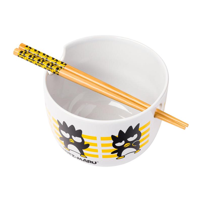 Sanrio Badtz-maru Ceramic Ramen Bowl and Chopstick Set (Stripes) Sanrio Characters Bowl  USA |  LIBGJ-0512