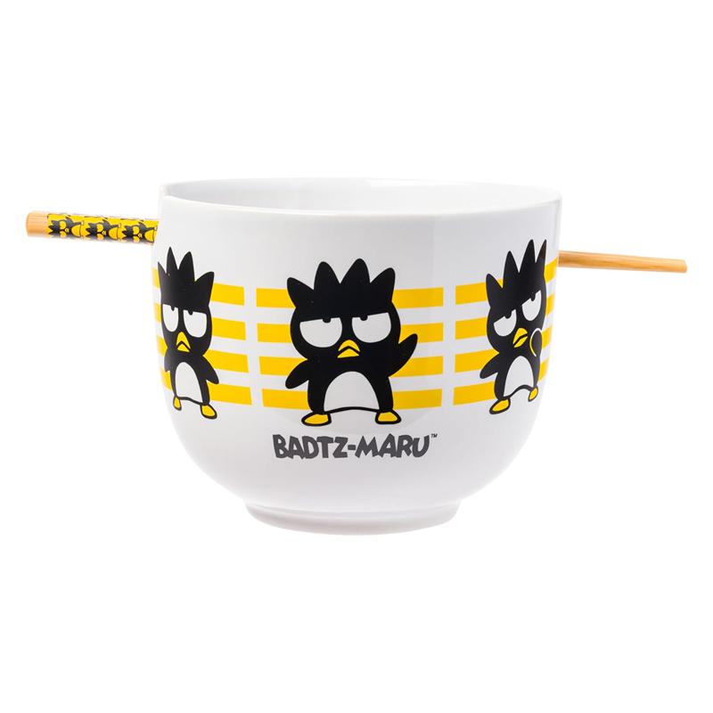 Sanrio Badtz-maru Ceramic Ramen Bowl and Chopstick Set (Stripes) Sanrio Characters Bowl  USA |  LIBGJ-0512