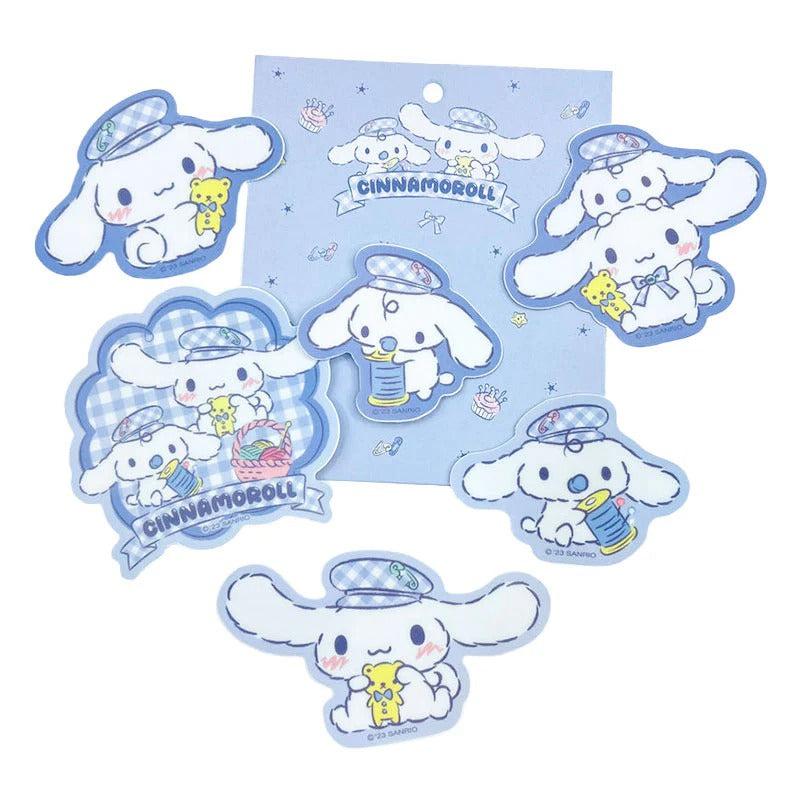 Sanrio Cinnamoroll 6-Piece Decorative(Gingham Paperboy Series) Sanrio Characters Sticker Set  USA |  UZXFK-0271
