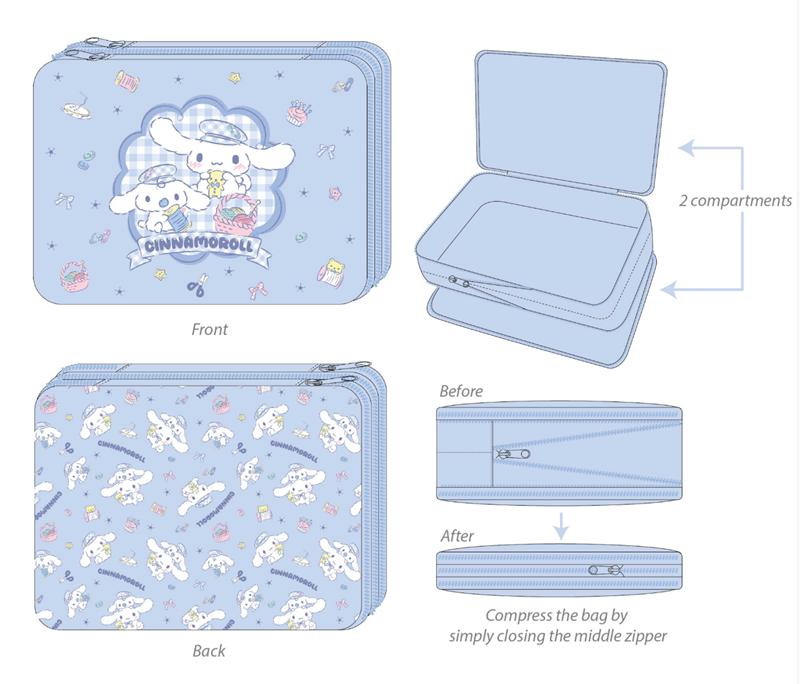 Sanrio Cinnamoroll Expandable Packing Cube (Gingham Paperboy Series) Bags Bags  USA |  MPZXG-3072