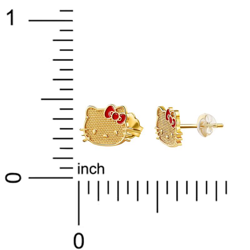 Sanrio Hello Kitty 10K Yellow Gold Stud With Enamel Bow Sanrio Characters Earrings  USA |  MDZXR-1438