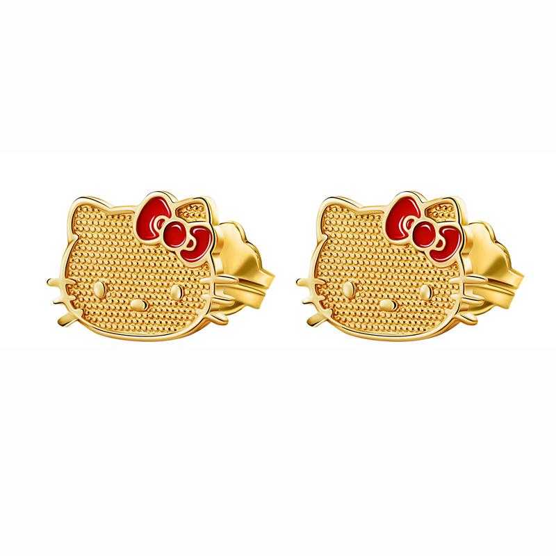 Sanrio Hello Kitty 10K Yellow Gold Stud With Enamel Bow Accessories Earrings  USA |  INBOW-0916