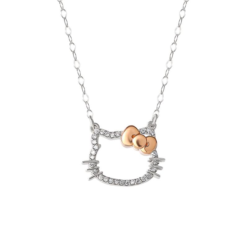 Sanrio Hello Kitty 14K White Gold Diamond Sanrio Characters Necklace  USA |  QSNXD-4982