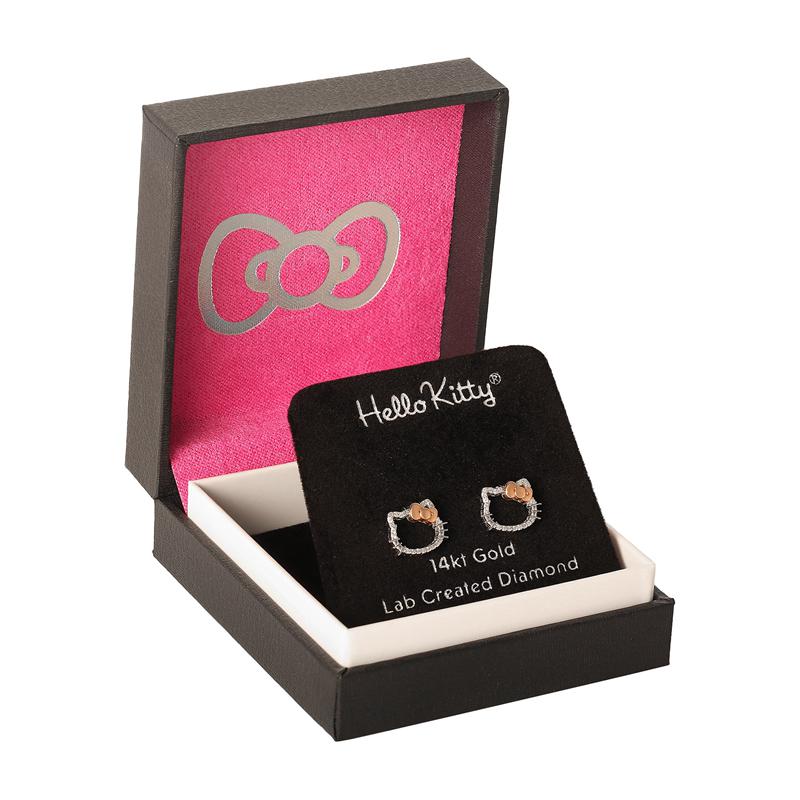 Sanrio Hello Kitty 14K White Gold Diamond Stud Sanrio Characters Earrings  USA |  ZMTWY-1453
