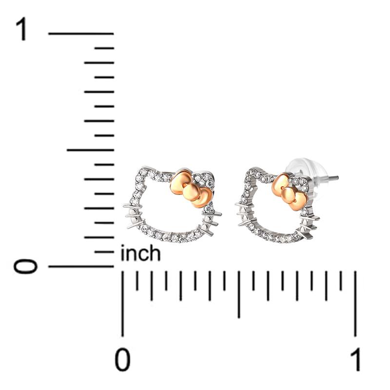 Sanrio Hello Kitty 14K White Gold Diamond Stud Sanrio Characters Earrings  USA |  ZMTWY-1453