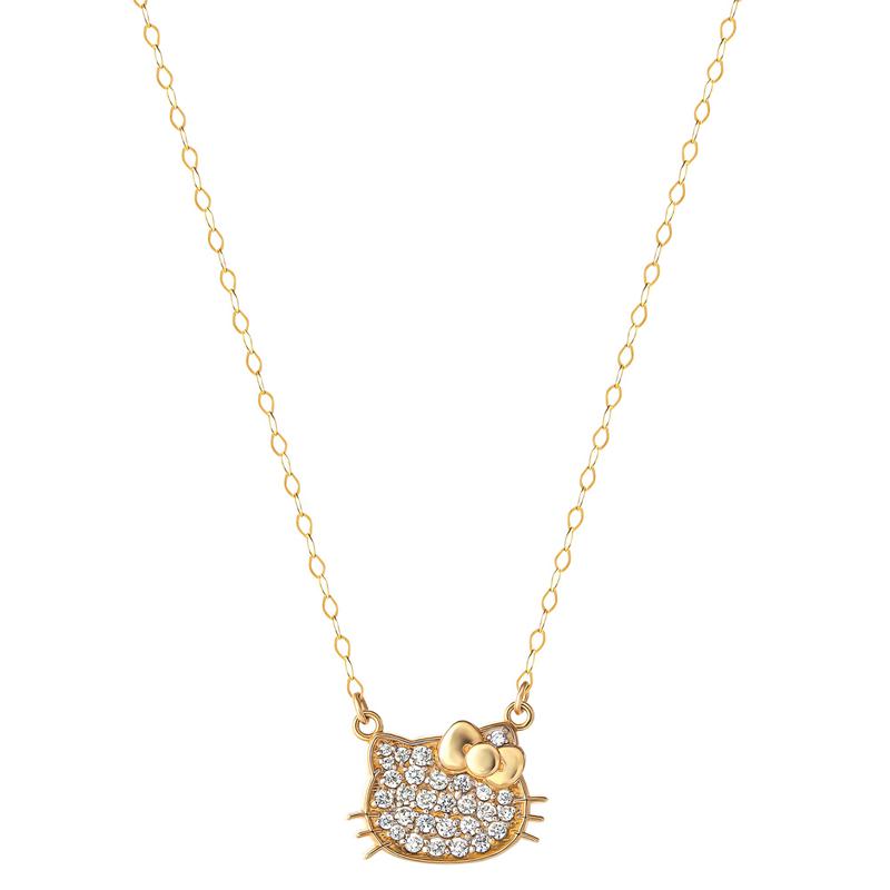 Sanrio Hello Kitty 14K Yellow Gold Pavé Diamond Accessories Necklace  USA |  IVRWX-8679