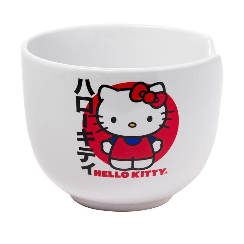 Sanrio Hello Kitty Ceramic Ramen Bowl and Chopstick Set (Japan Logo) Sanrio Characters Bowl  USA |  DTSWJ-4583