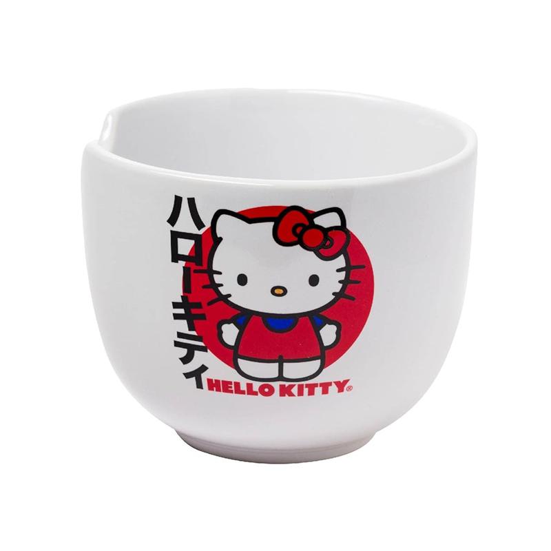 Sanrio Hello Kitty Ceramic Ramen Bowl and Chopstick Set (Japan Logo) Sanrio Characters Bowl  USA |  DTSWJ-4583