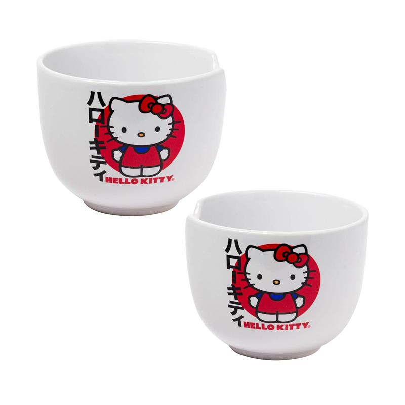 Sanrio Hello Kitty Ceramic Ramen Bowl and Chopstick Set (Japan Logo) Sanrio Characters Bowl  USA |  DTSWJ-4583