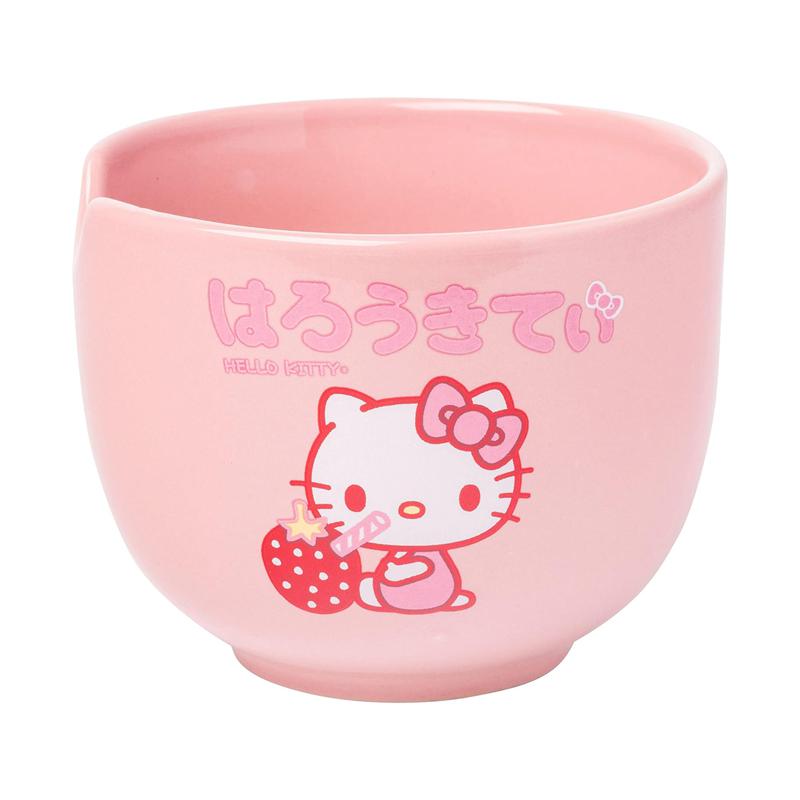 Sanrio Hello Kitty Ceramic Ramen Bowl and Chopstick Set (Strawberry Milk) Sanrio Characters Bowl  USA |  CPZJN-6239