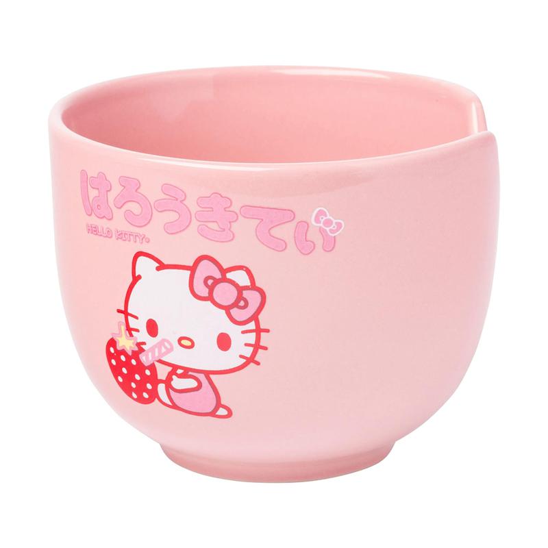Sanrio Hello Kitty Ceramic Ramen Bowl and Chopstick Set (Strawberry Milk) Sanrio Characters Bowl  USA |  CPZJN-6239