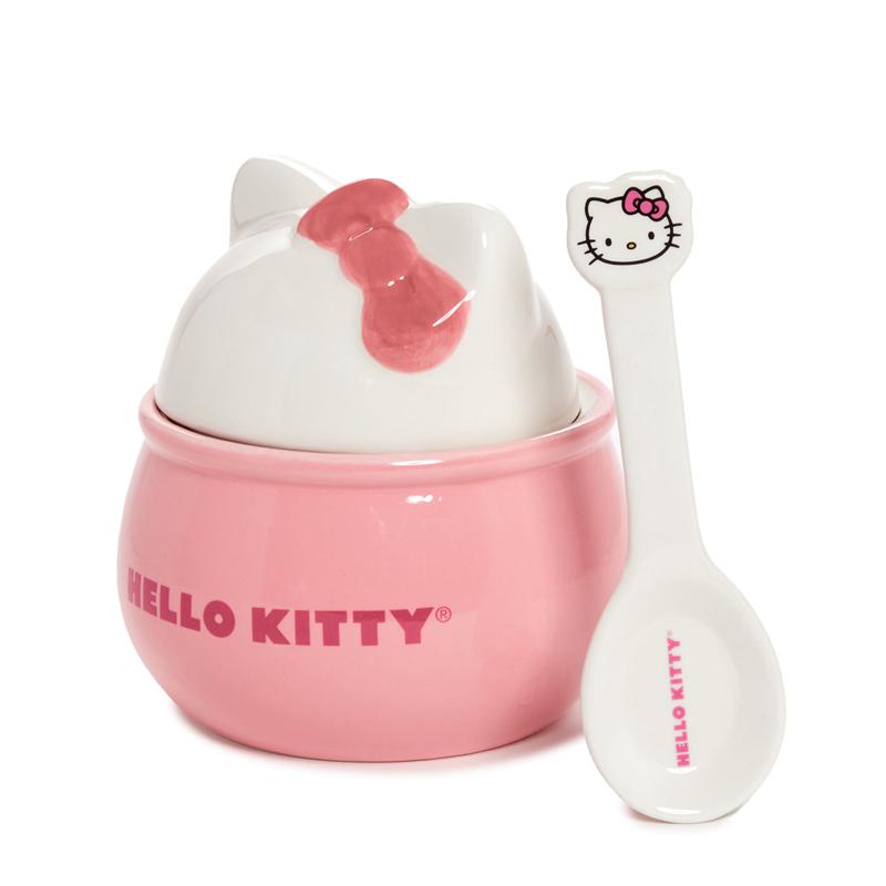 Sanrio Hello Kitty Ceramic Sculpted Bowl and Spoon Set Sanrio Characters Bowl  USA |  WZAVL-5823
