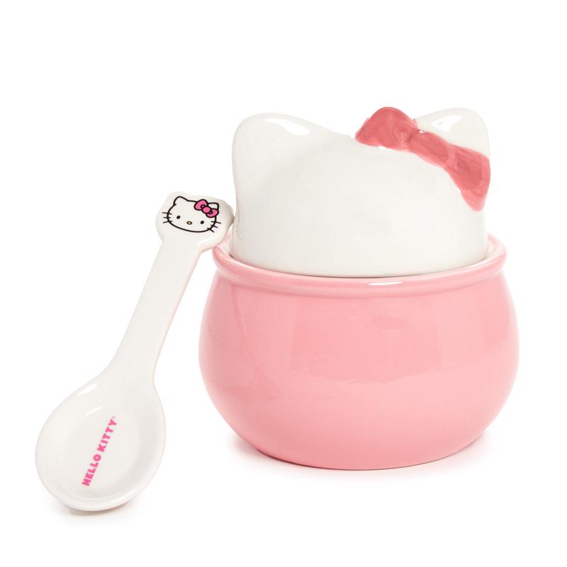 Sanrio Hello Kitty Ceramic Sculpted Bowl and Spoon Set Sanrio Characters Bowl  USA |  WZAVL-5823