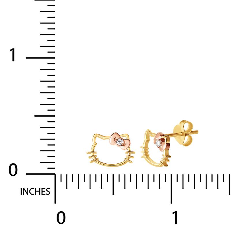 Sanrio Hello Kitty Gold Plated Silhouette Diamond Stud Accessories Earrings  USA |  ACWGH-1854