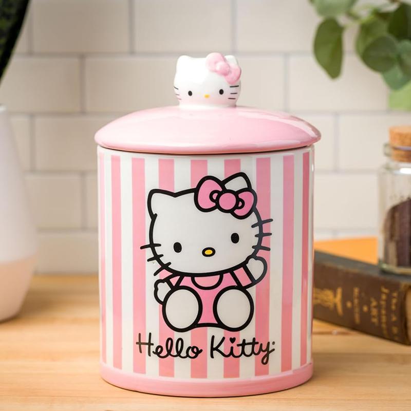 Sanrio Hello Kitty Pink Stripe Ceramic Storage Jar Sanrio Characters Storage Jar  USA |  IKCTO-9835