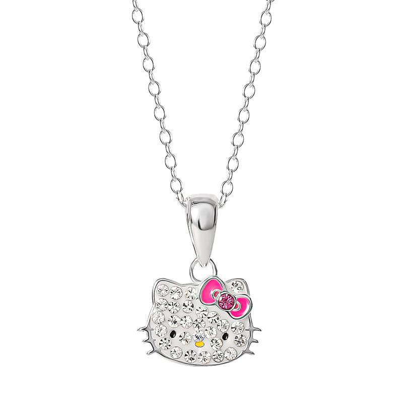 Sanrio Hello Kitty Sterling Silver Crystal Accessories Necklace  USA |  VQRCL-5798