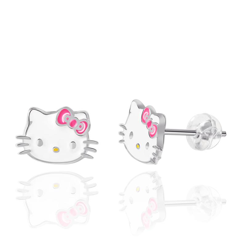 Sanrio Hello Kitty Sterling Silver Enamel Stud Accessories Earrings  USA |  CYEAD-0149