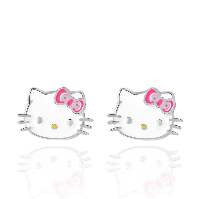 Sanrio Hello Kitty Sterling Silver Enamel Stud Accessories Earrings  USA |  CYEAD-0149