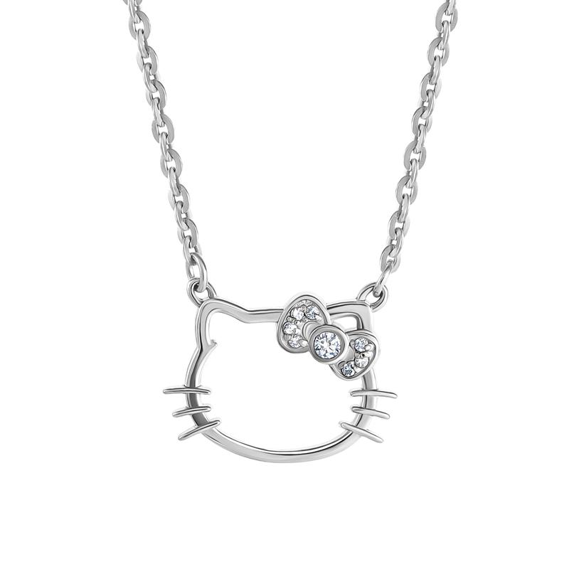 Sanrio Hello Kitty Sterling Silver Silhouette Diamond Accessories Necklace  USA |  NIUVR-6302