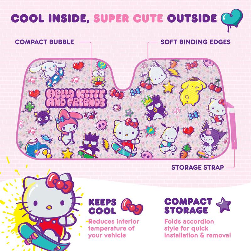 Sanrio Hello Kitty and Friends Car (Kawaii Fun) Sanrio Characters Sun Shade  USA |  NUVRO-5240