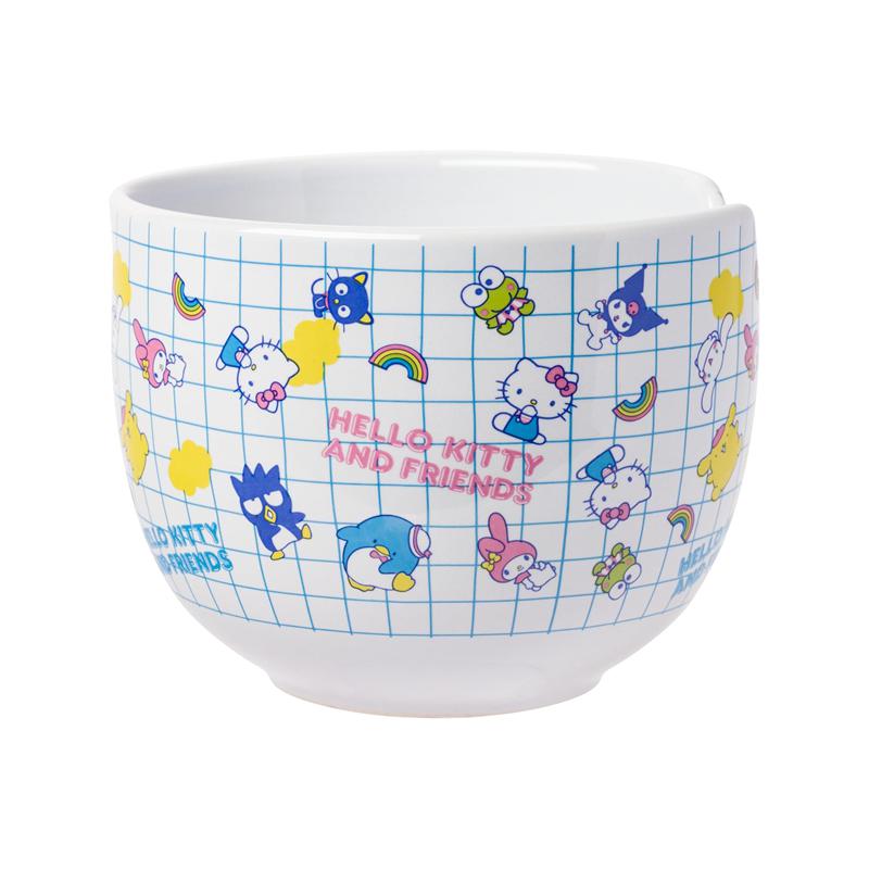 Sanrio Hello Kitty and Friends Ceramic Ramen Bowl and Chopstick Set (Color Grid) Sanrio Characters Bowl  USA |  ZPMFJ-5046