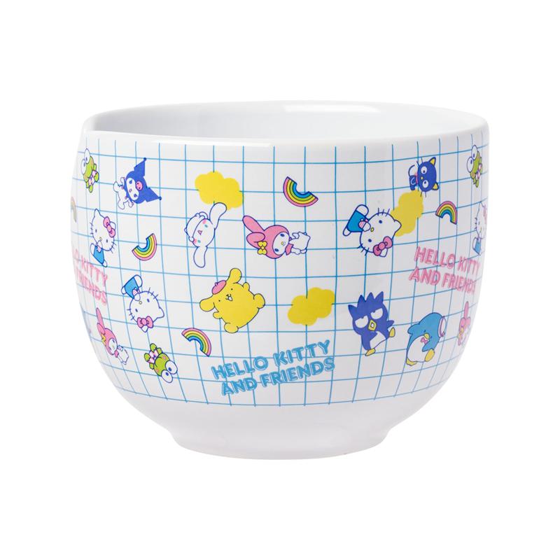 Sanrio Hello Kitty and Friends Ceramic Ramen Bowl and Chopstick Set (Color Grid) Sanrio Characters Bowl  USA |  FJHPC-0418