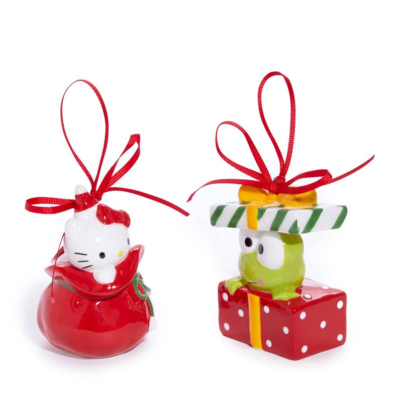 Sanrio Hello Kitty and Keroppi 2-pc Holiday Ceramic Set (Red) Sanrio Characters Ornament  USA |  JXSIK-4298