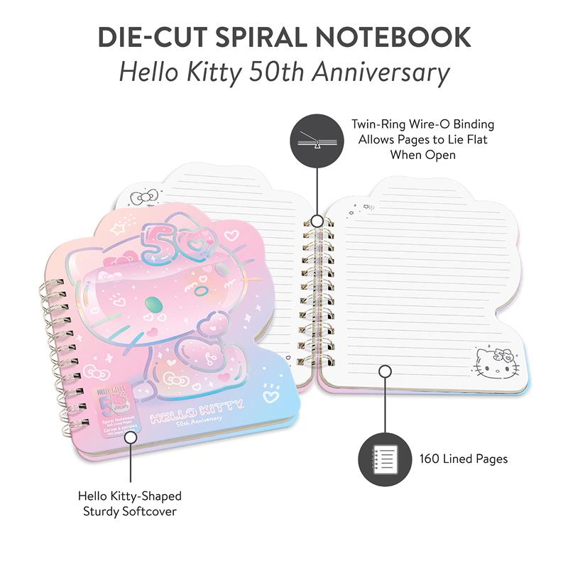 Sanrio Hello Kitty x Studio Oh! 50th Anniversary Die-Cut Spiral Sanrio Characters Notebook  USA |  SOWAN-7489