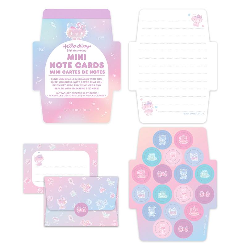 Sanrio Hello Kitty x Studio Oh! 50th Anniversary Mini Note Cards and Sticker Sanrio Characters Note Cards And Sticker  USA |  YJFHN-1654