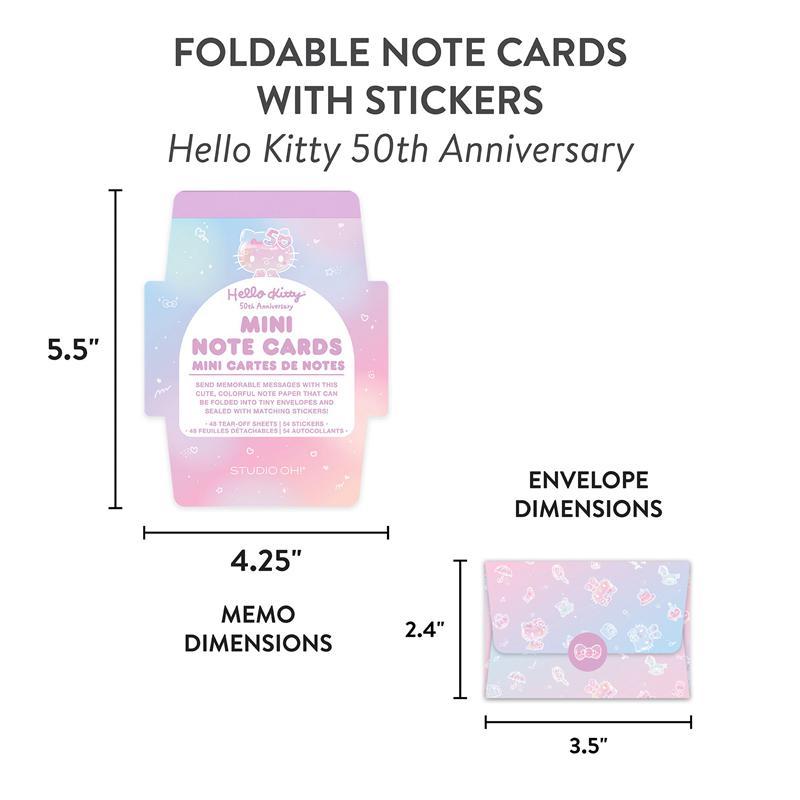 Sanrio Hello Kitty x Studio Oh! 50th Anniversary Mini Note Cards and Sticker Sanrio Characters Note Cards And Sticker  USA |  YJFHN-1654