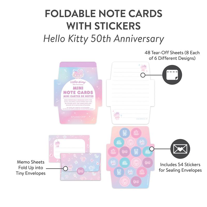 Sanrio Hello Kitty x Studio Oh! 50th Anniversary Mini Note Cards and Sticker Sanrio Characters Note Cards And Sticker  USA |  YJFHN-1654