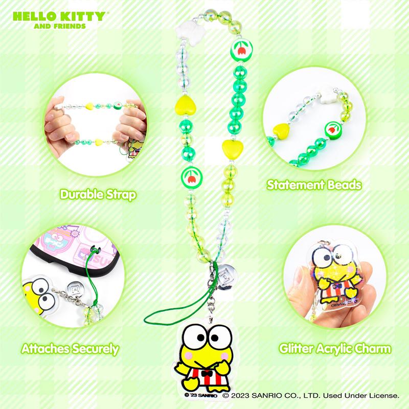 Sanrio Keroppi Beaded Charm Mobile Phone Sanrio Characters Wrist Straps  USA |  HIDBN-4530