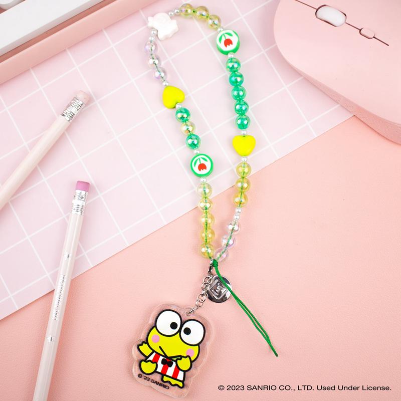 Sanrio Keroppi Beaded Charm Mobile Phone Sanrio Characters Wrist Straps  USA |  HIDBN-4530