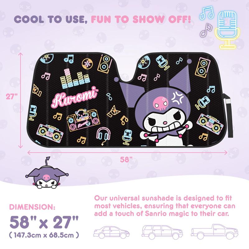 Sanrio Kuromi Car (Neon Party) Sanrio Characters Sun Shade  USA |  OYRZB-7310
