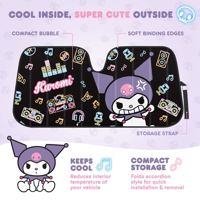 Sanrio Kuromi Car (Neon Party) Sanrio Characters Sun Shade  USA |  OYRZB-7310