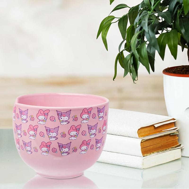 Sanrio My Melody & Kuromi Ceramic Ramen Bowl and Chopstick Set (Pastel Flowers) Sanrio Characters Bowl  USA |  IARZQ-7169
