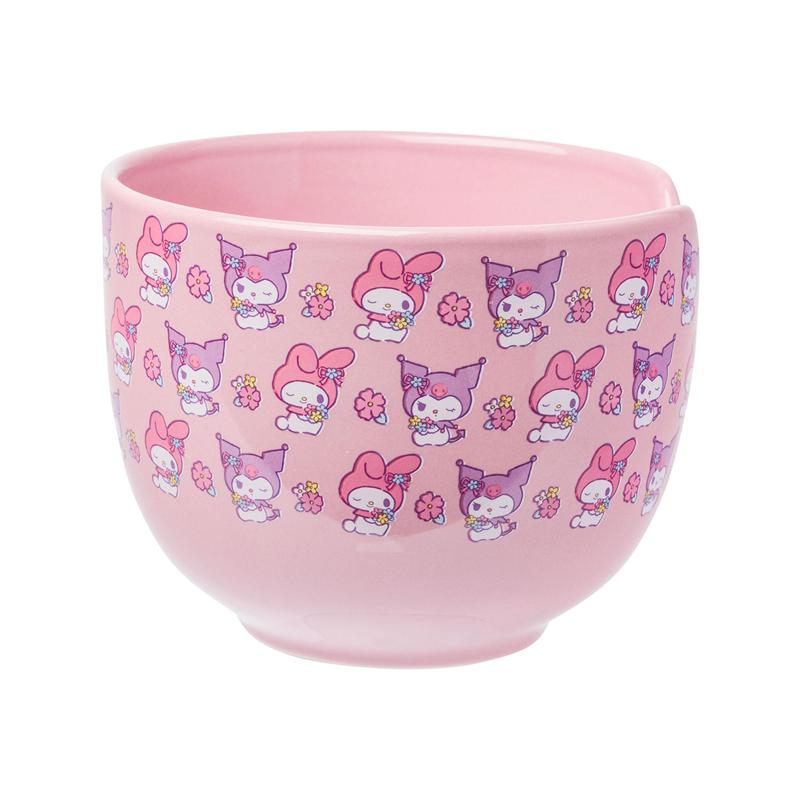 Sanrio My Melody & Kuromi Ceramic Ramen Bowl and Chopstick Set (Pastel Flowers) Sanrio Characters Bowl  USA |  IARZQ-7169