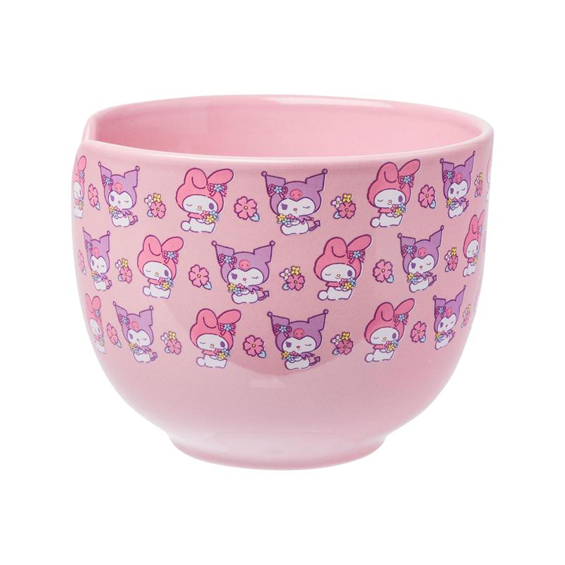 Sanrio My Melody & Kuromi Ceramic Ramen Bowl and Chopstick Set (Pastel Flowers) Sanrio Characters Bowl  USA |  IARZQ-7169