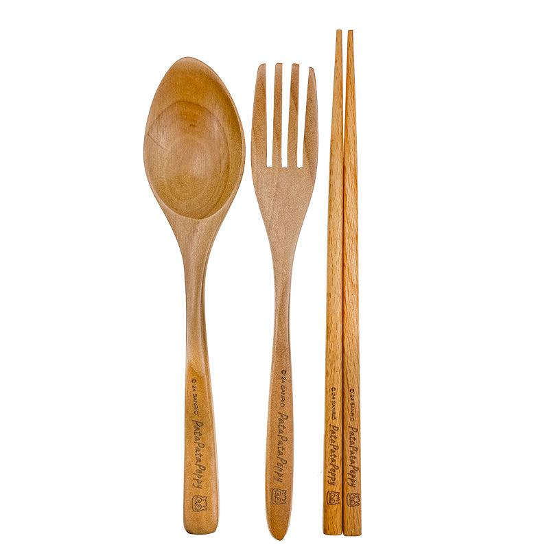 Sanrio PataPataPeppy Wooden Travel Cutlery Set (Flower Power Series) Sanrio Characters Cutlery Set  USA |  IZUKJ-0817