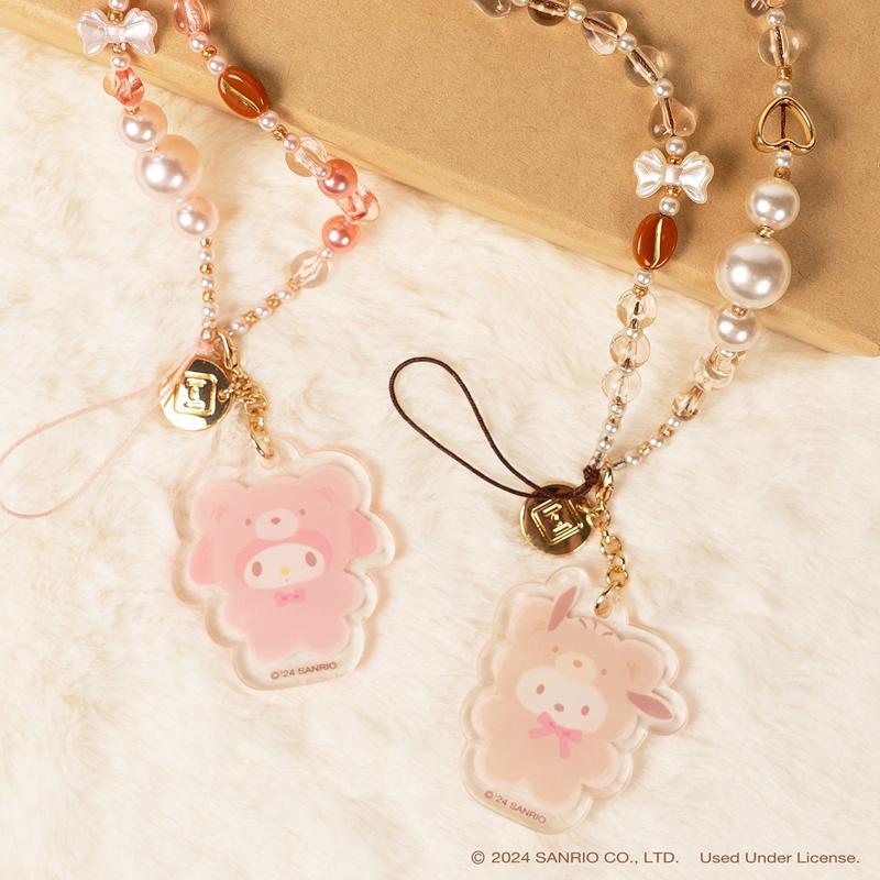 Sanrio Pochacco Latte Bear Beaded Charm Mobile Phone Sanrio Characters Wrist Straps  USA |  RQVYW-8079
