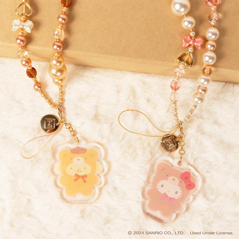Sanrio Pompompurin Latte Bear Beaded Charm Mobile Phone Sanrio Characters Wrist Straps  USA |  UYRHT-9326